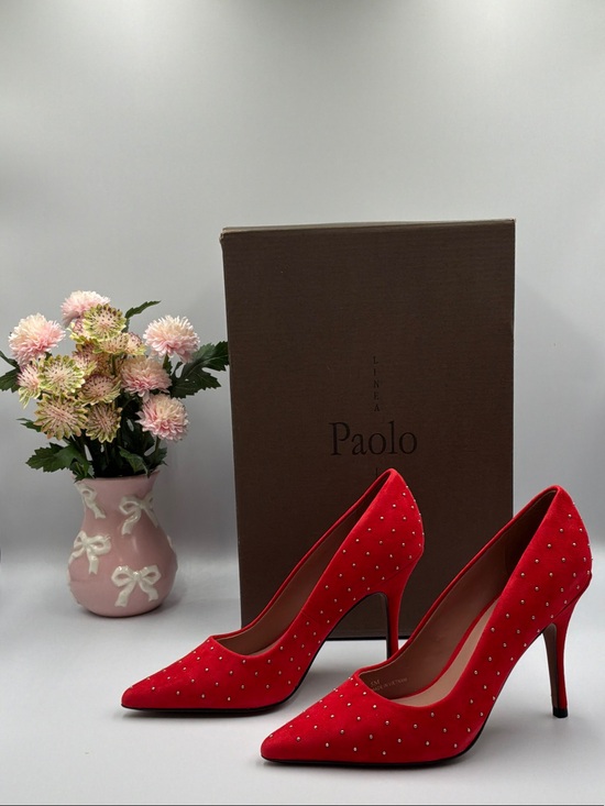 Paolo Shoes - Paolo Red Studded Pointed-Toe Stilettos